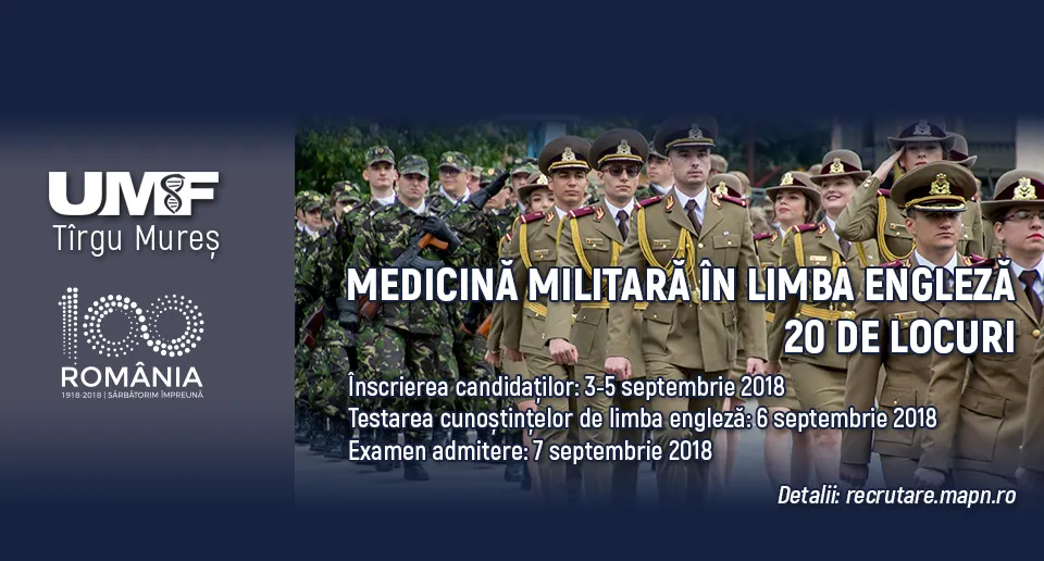 Medicină militară în limba engleză, la UMF Tîrgu Mureș