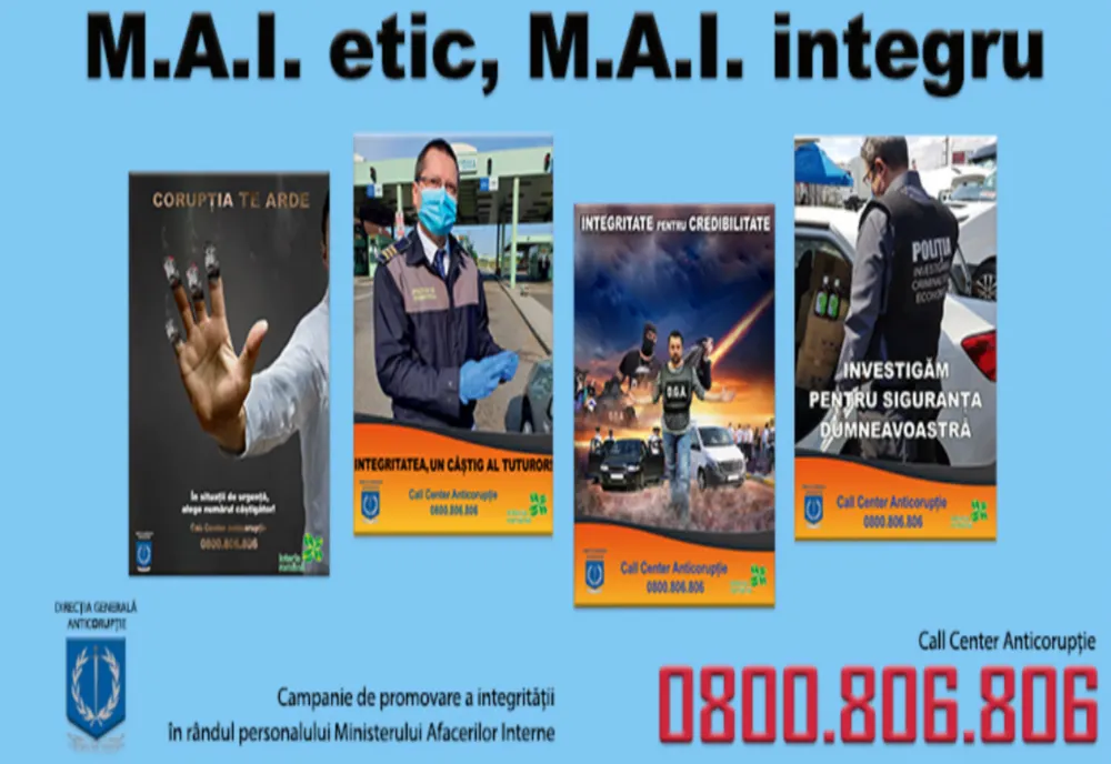 MUREȘ: Campania anticorupție ,,M.A.I. etic, M.A.I. integru!” Activități în „Săptămâna acțiunilor de prevenire a corupției în domeniul regim permise de conducere și înmatriculare a vehiculelor”