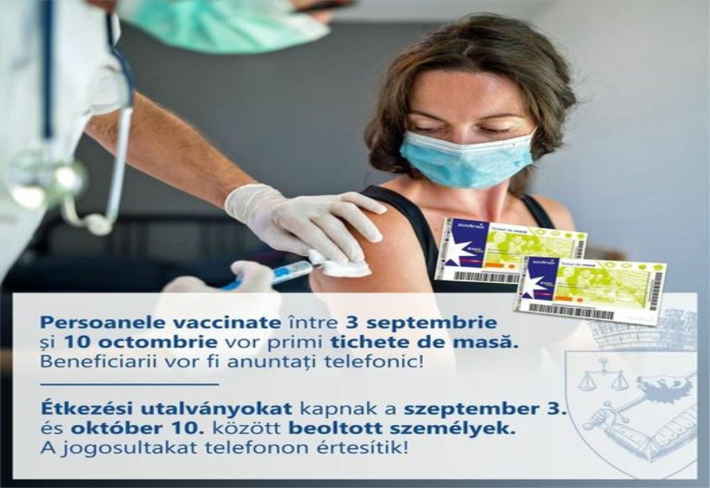 Voucherele pentru persoanele vaccinate din Mureş vor fi disponibile de la începutul lunii decembrie