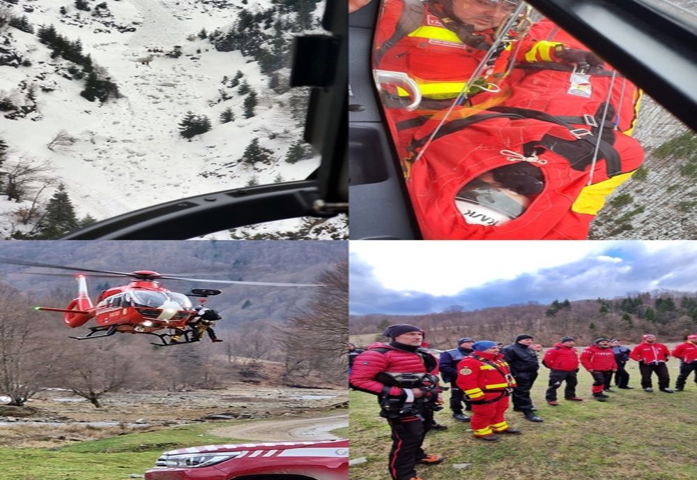 SCJU Târgu Mureș: Misiune de troliere extrem de dificilă în Munții Maramureșului, a elicopterului SMURD Mureş, îndeplinită cu succes