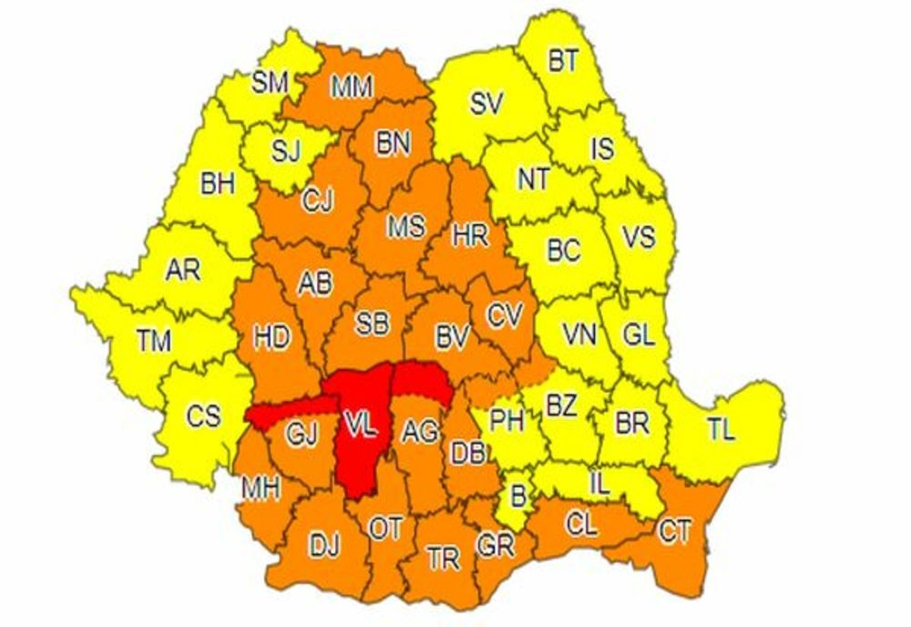 Noi avertizări meteo de ploi abundente! COD PORTOCALIU și COD GALBEN în toată țara! ALERTĂ COD ROȘU în 3 județe