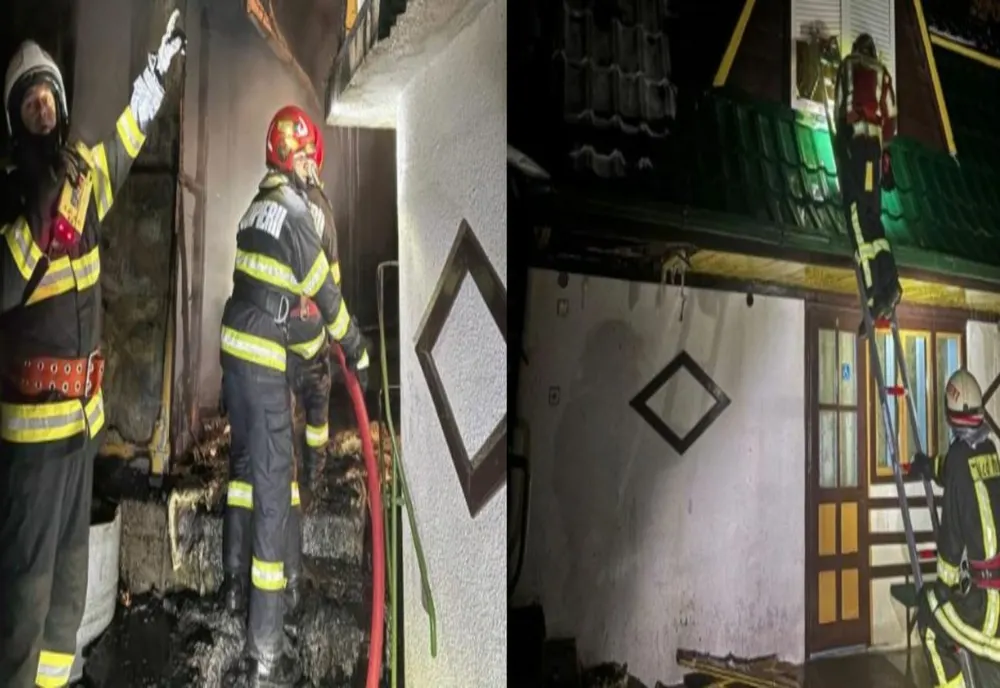 ȘAPTE PERSOANE AU FOST EVACUATE DINTR-O PENSIUNE CARE A LUAT FOC ÎN STAȚIUNEA SOVATA