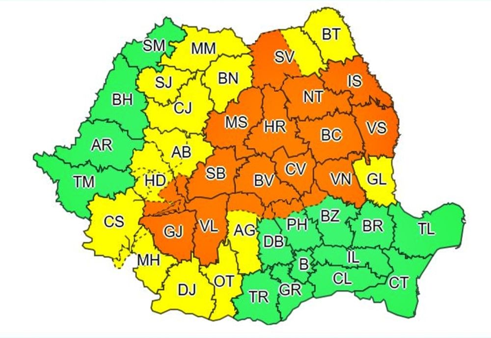 Mureș, sub COD PORTOCALIU de furtuni