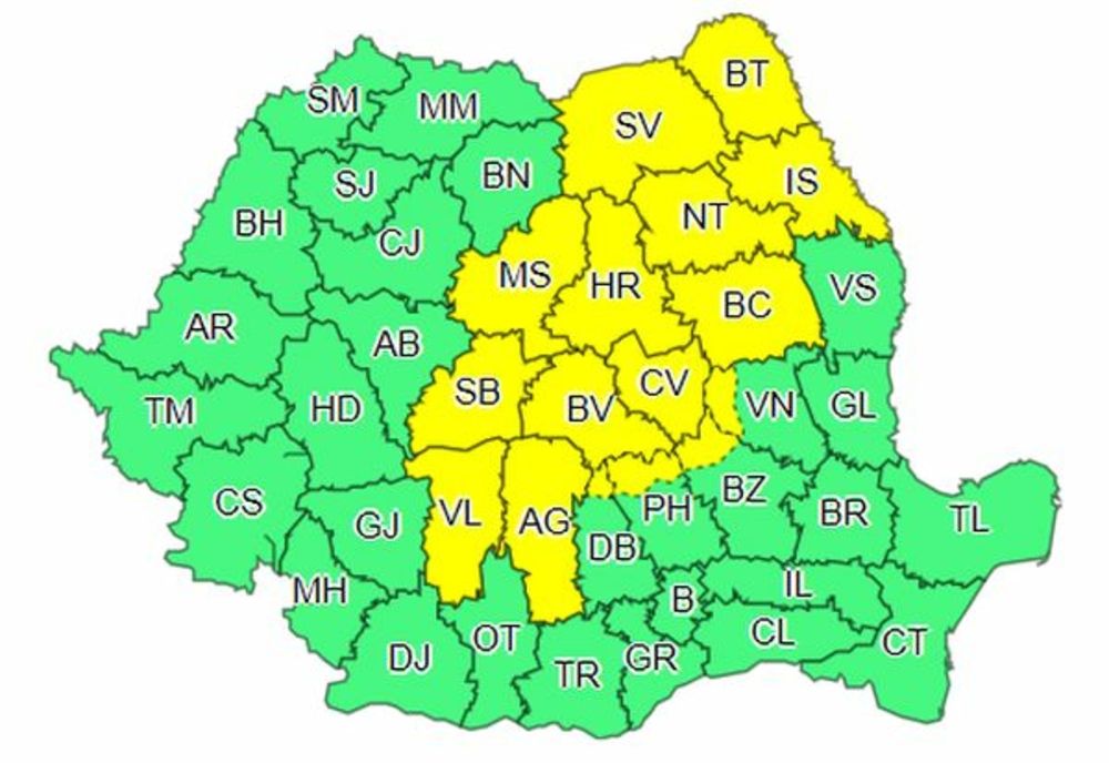 Mureșul, sub COD GALBEN de ploi, vijelii și grindină