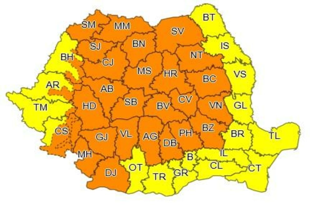 Se răcește vremea! Județul Mureş, sub COD PORTOCALIU de vreme rea