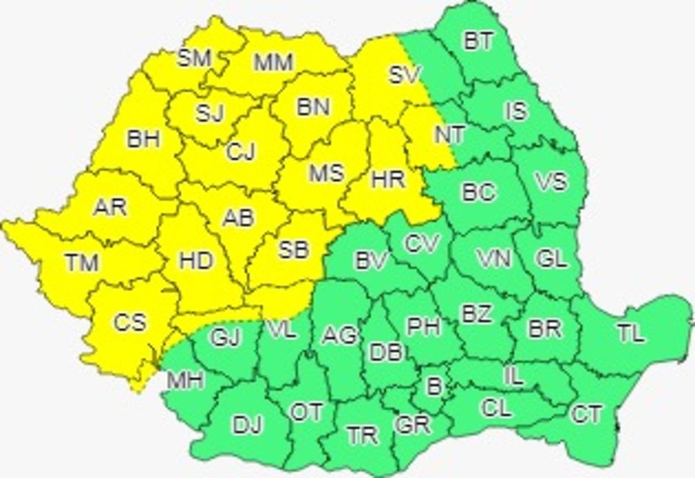 COD GALBEN de instabilitate atmosferică, prelungit până la noapte