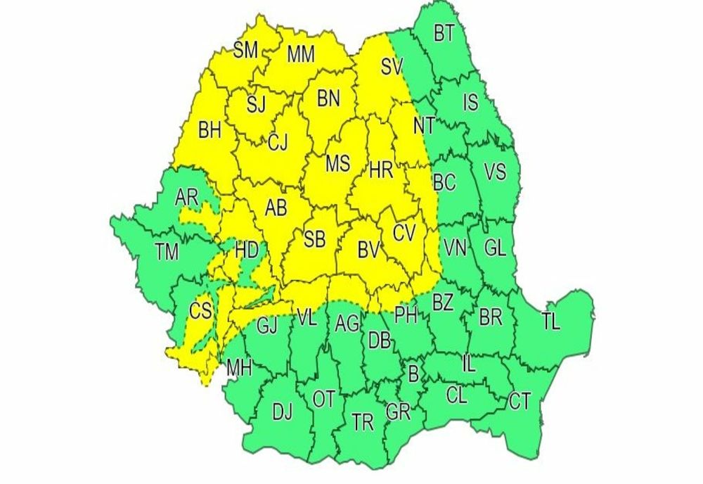 COD GALBEN de vânt în județele din centrul și nord-vestul țării! Vezi cât durează