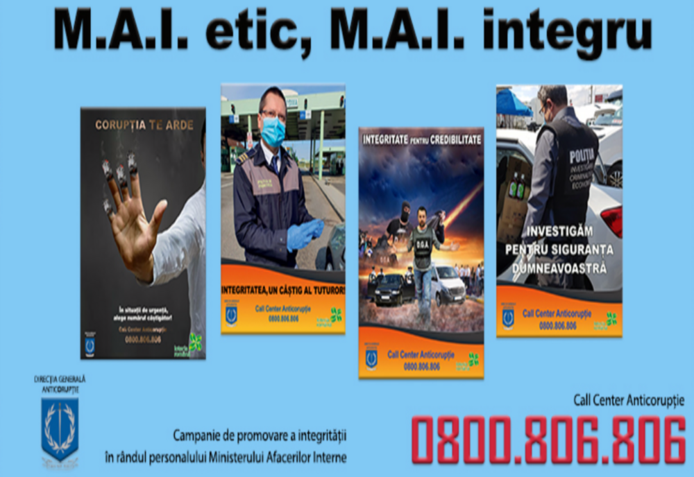 MUREȘ: Campania anticorupție ,,M.A.I. etic, M.A.I. integru!” Activități în „Săptămâna acțiunilor de prevenire a corupției în domeniul regim permise de conducere și înmatriculare a vehiculelor”