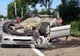 Autoturism răsturnat pe DN 152A! Ocupanții autovehiculului au scăpat ca prin urechile acului, teferi