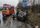 Accident cu două victime pe E60! S-au răsturnat cu maşina (FOTO)